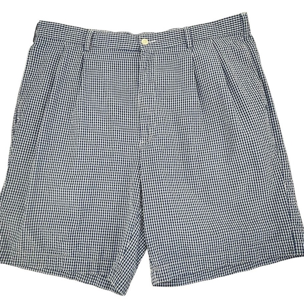Jos. A. Bank Shorts Mens‎ 38 Blue Gingham Check Pleated Cotton Stays Cool